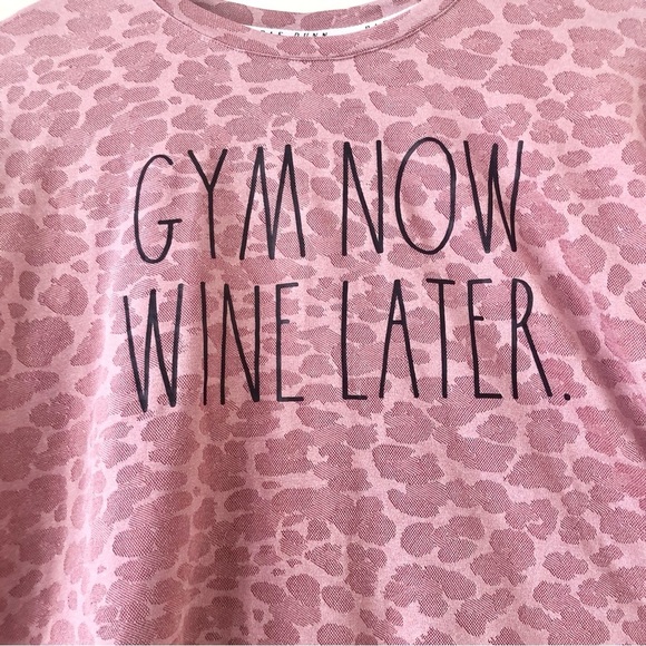 NWT Rae Dunn Pink Leopard Cropped Athletic Long Sleeved Top Size S - Picture 2 of 10